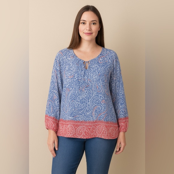 Ariat Women’s Boho Paisley Long Sleeve Peasant Blouse | Size Small - Picture 1 of 11